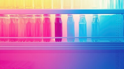 Fototapeta premium A colorful assortment of bottled beverages arranged on a retail shelf showcasing variety and refreshment