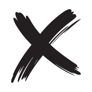 Bold black brushstroke forming a large dynamic x shape on white