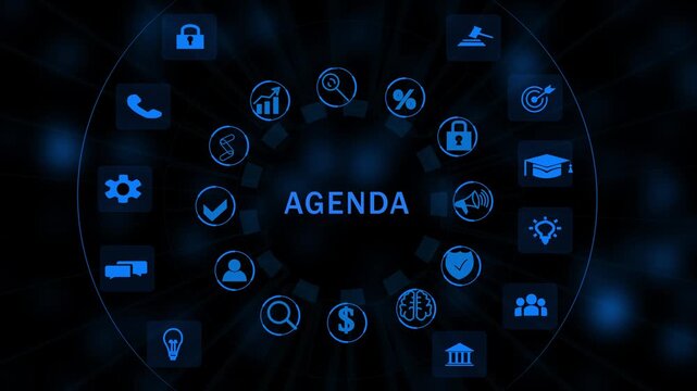Agenda meeting appointment activity information concept. Businessman holding virtual whit Agenda icon for agenda meeting plan schedule in personal organizer