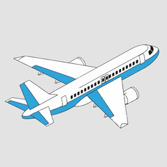 Fototapeta premium Modern Commercial Airplane in Flight with Blue Accents.