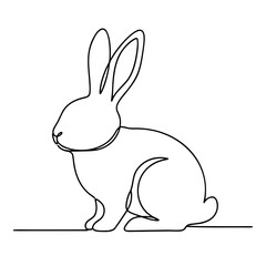 Obraz premium Minimal One Line Drawing of Rabbit Silhouette for Artwork, Home Decor, Graphic Design, Educational Material, and Social Media Content