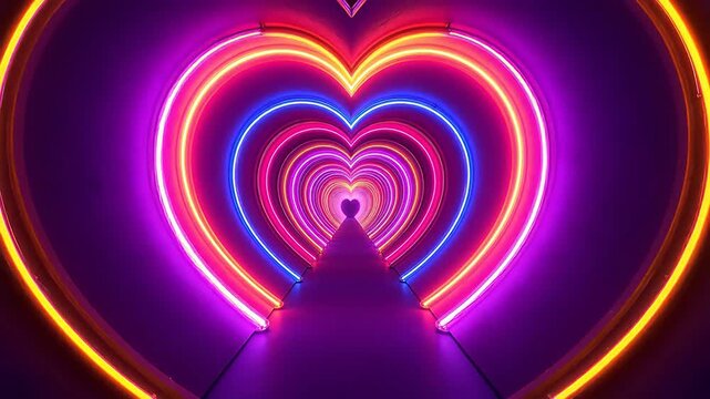 Neon heart tunnel