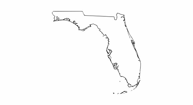 Outline of the state of Florida showing its coastline and border
