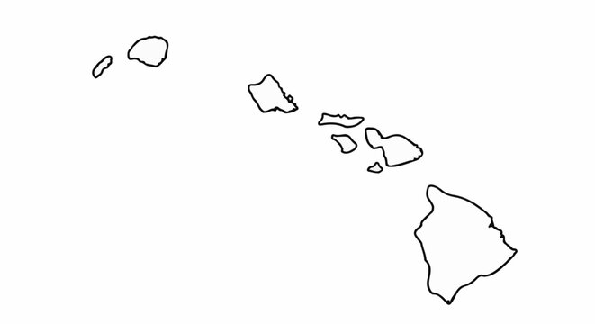 Outlined map of the Hawaiian Islands
