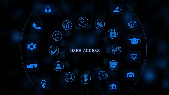 Futuristic User Access Dashboard Interface Technology, Internet and network concept, Tech Performance Panel , Digital Data Analytic HUD glowing 4k graph background animation video