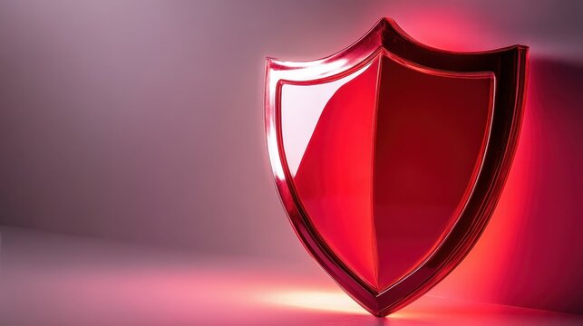 Glossy Red Shield Symbol Representing Digital Identity Protection and Security