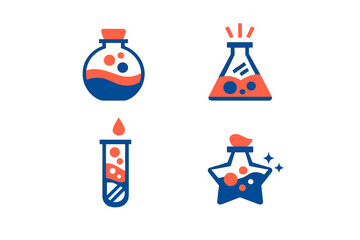 Fototapeta premium Colorful science lab equipment with potion bottles and test tubes for educational use in teaching and learning activities