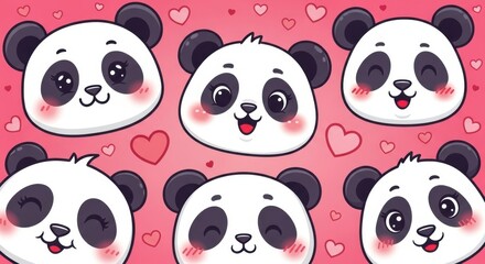 Fototapeta premium A cute baby panda bear cartoon character with a black heart sits by bamboo in this fun vector art illustration of a funny zoo animal