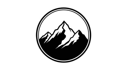 Fototapeta premium Minimalist Mountain Peaks Silhouette in Circle Logo isolated white background