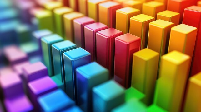 Vibrant colorful abstract bar chart representing financial growth and business success