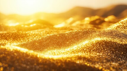 Fototapeta premium Golden Glitter Waves Capturing Luminescent Sparkle and Rich Texture with Dynamic Composition