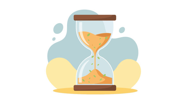 Hourglass with Sand Flowing Through Glass.