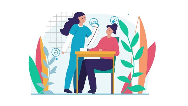 Healthcare worker giving vaccine injection to patient in clinic illustration