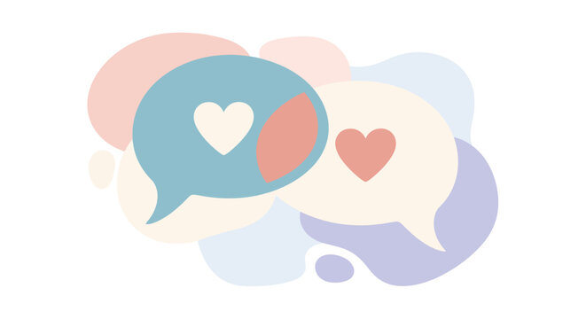 Speech Bubbles with Heart Symbols Inside.