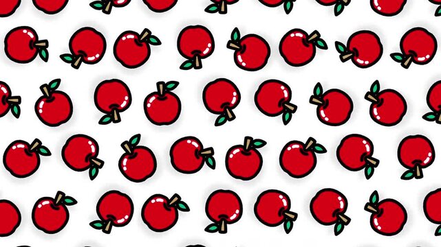 手書き風りんごのかわいいシームレスループアニメーション背景