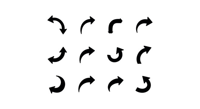 A collection of twelve black calligraphic letter ta in a 3x4 grid on a white background