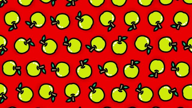 かわいいリンゴ柄のループアニメーション背景