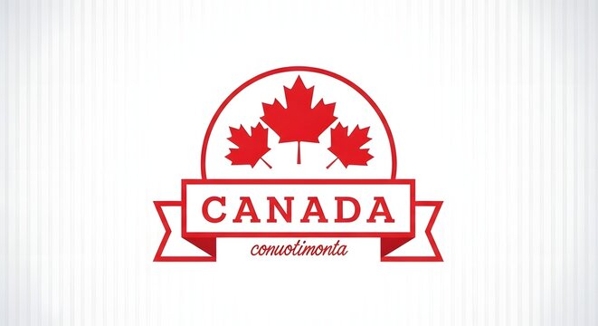 Canadian maple leaf emblem with banner