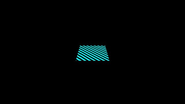 Abstract Cyan Striped 3D Prism on Black Background