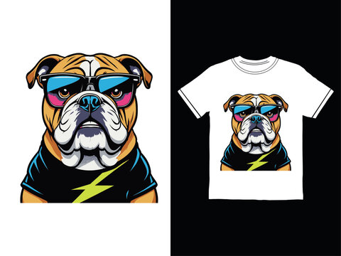 Cool bulldog design on a white t-shirt