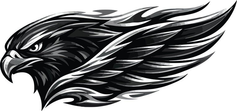 Eagle Head Vector art Illustration | Fierce Wing creative Design Illustrations.