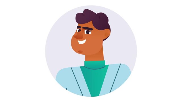 Smiling young man portrait in flat vector animation style avatar