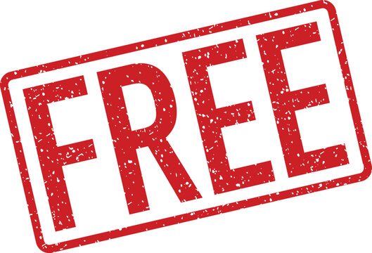A bold red rectangular stamp featuring the word FREE with an aged grunge effect texture