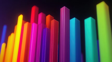 Obraz premium Vibrant abstract bar charts showcasing financial data growth and analysis