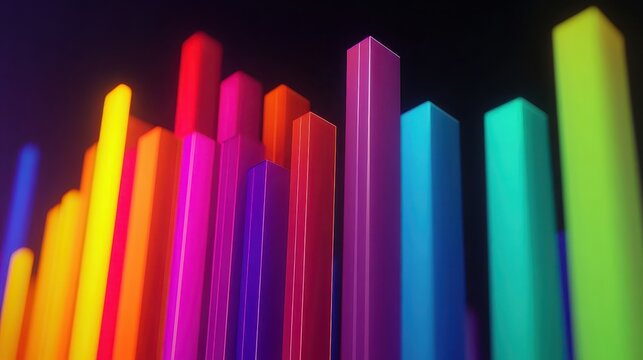 Vibrant abstract bar charts showcasing financial data growth and analysis