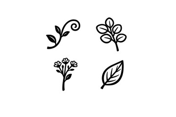 Fototapeta premium Illustration of simple plant designs with different shapes and forms located on a plain background for use in various projects