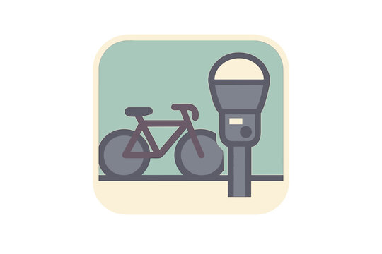 Bicycle parked next to a parking meter in an urban area during daytime