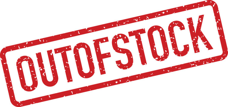 Red grunge rubber stamp clearly displaying the word OUTOFSTOCK within a rectangular border on white