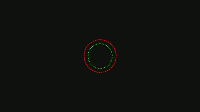 Concentric Dotted Green and Dashed Red Circles on Dark Background