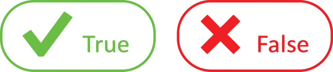 Obraz premium A simple graphic representation featuring a green checkmark for true and red cross for false Vector