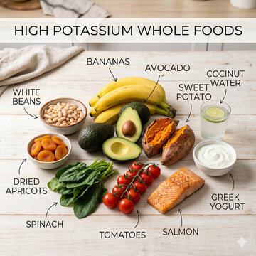 High Potassium Whole Foods Infographic Chart Comparing Grams per 100g