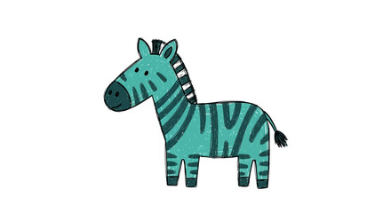 Fototapeta premium Cute Teal Zebra Illustration - Hand Drawn Style