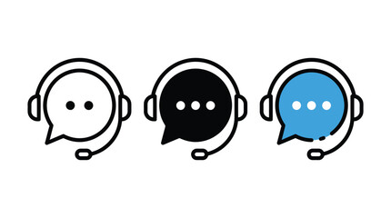 Obraz premium Adobe IllustCustomer service icon. Contact support agent button. Headset with speech bubble vector illustration. Call center operator symbol. Customer support chat sign. Earphones with mirator Artwork