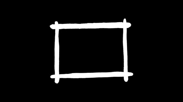 Horizontal frame hand-drawn in black color and black background. Borders of a rectangle in grunge style.