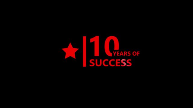 10 success bold red glowing typography with star icon on dark background highlighting achievement milestone concept modern corporate visual branding design 4k animation video