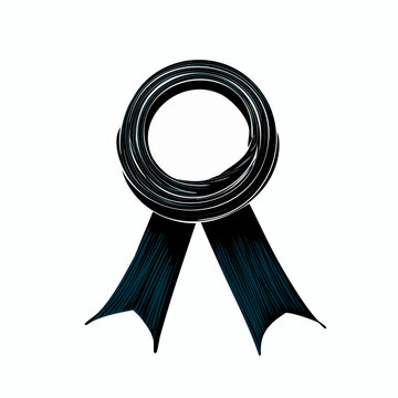 Black awareness ribbon symbol icon.
