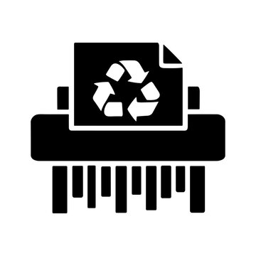 Paper recycling shredder icon solid black icon vector illustration