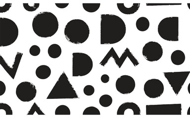 Fototapeta premium Geometric shapes pattern with various black forms on white background