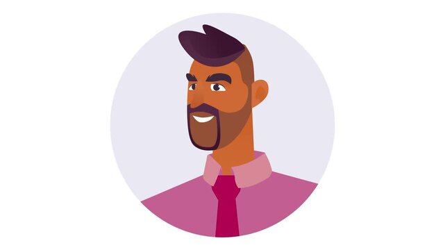 Stylized male business avatar with beard in circular portrait frame