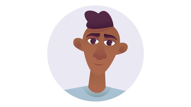 Stylized male avatar portrait with mohawk hairstyle in flat design