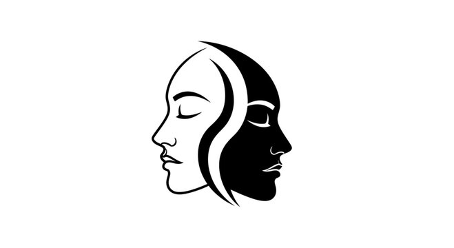 Abstract Dual Face Profile Silhouette Concept