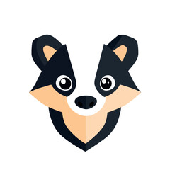Fototapeta premium Badger Head Cartoon Vector Icon, Cute Animal Logo Symbol Design. Woodland Creature Mascot Graphic, Minimalist Flat Illustration for Children's Projects, Education & Decor Element