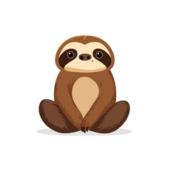 Naklejka premium Cute Sloth Cartoon Sitting Funny Character. Isolated Vector Illustration of Adorable Jungle Animal for Kids and Baby Designs, Education Materials and Prints. Happy and Playful Sloth Mascot
