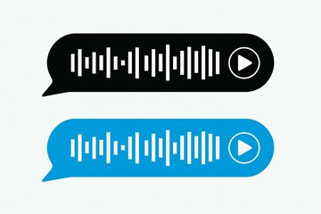 Fototapeta premium Two speech bubbles displaying audio playback icons with waveform indicators.