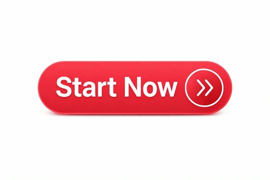 Vibrant red call-to-action button with start now text and arrow icon