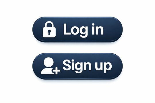 Dark-themed login and signup button design for user authentication interface